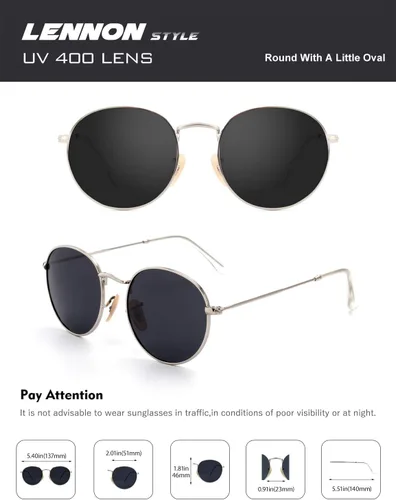 Vista 54 de CGID Gafas de sol unisex polarizadas redondas E01 Lennon