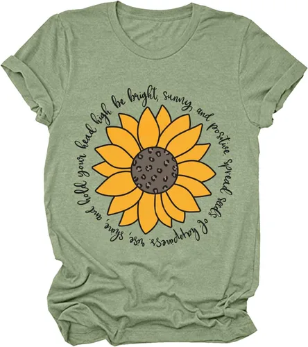 Vista 3 de Short Sleeve Tops,Women's T Shirts Short Sleeve Cute Graphic Summer Loose Tees Crewneck Casual Tops Funny Shirts