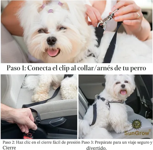 Vista 6 de SunGrow Cinturón de seguridad para perro para automóvil, cinturón de seguridad ajustable de nailon para mascotas, compatible con todos
