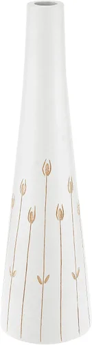 Vista 2 de AeraVida Floreciendo Meadow White - Jarrón de madera de mango en forma de botella de 14 pulgadas Elegante decoración rústica hecha a mano