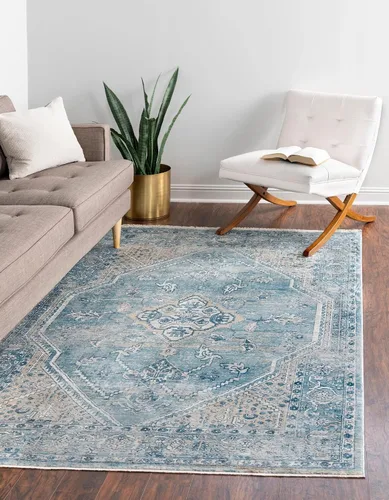 Vista 16 de Unique Loom Newport Collection - Alfombra de área ocre (2' x 3' 11", azul/marrón claro)
