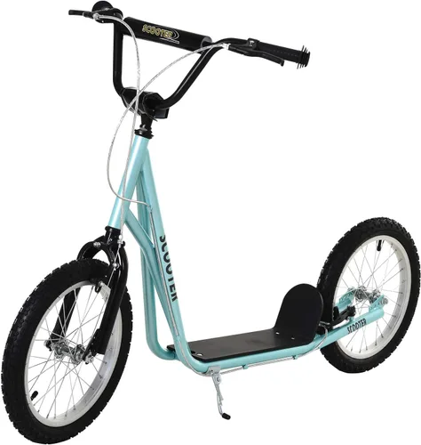 Vista 12 de Aosom Patinete para jóvenes, patinete para niños de 5 años en adelante, carga máxima 100 kg, con manillar ajustable, ruedas inflables de 16", frenos