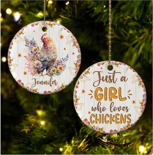 Vista 25 de Hyturtle Adorno de Navidad personalizado para los amantes de los osos, adorno de cerámica con nombre personalizado de Just A Girl Who Loves Bears