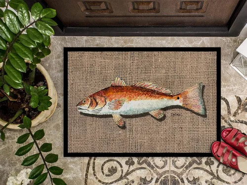 Vista 3 de Caroline's Treasures 8736JMAT - Felpudo de 24 x 36 pulgadas, diseño de pez rojo, para interiores y exteriores, para entrada, antideslizante