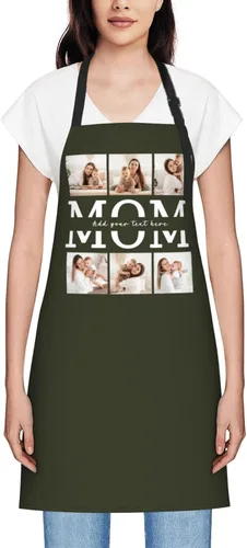 Vista 51 de Delantales personalizados para mujer, diseño de delantal de chef ajustable con nombre, textos, fotos, flores, regalos para el día de la madre