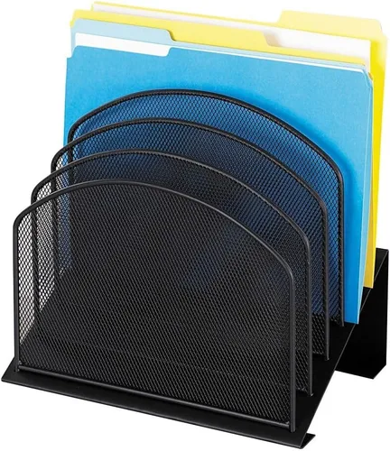 Vista 3 de Safco® Organizador de escritorio de malla de ónix de 5 niveles, 12 pulgadas de alto x 11.25 pulgadas de ancho x 7.25 pulgadas de profundidad, negro