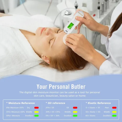 Vista 7 de Analizador de contenido de aceite de piel de precisión digital LCD, probador de humedad, detector de monitor de piel, herramienta de cuidado facial