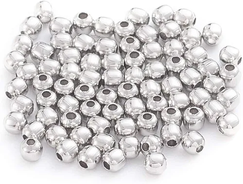 Vista 7 de Pandahall 500 cuentas espaciadoras redondas de 0.079 in doradas de acero inoxidable 304 sin costuras sueltas pequeñas pequeñas cuentas de metal
