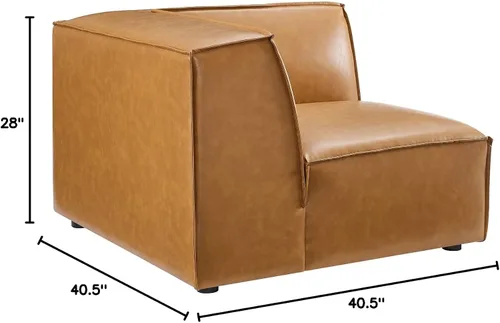 Vista 3 de Modway Restore - Sofá seccional de cuero vegano en color marrón