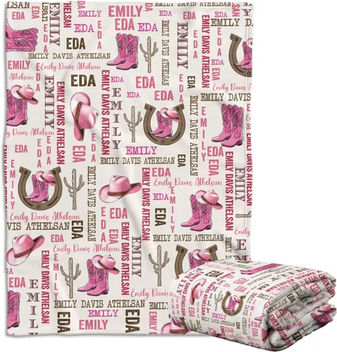Vista 21 de Mantas de bebé occidentales - Mantas personalizadas y de forro polar personalizadas para niños y niñas, 3 tamaños para hijo y hija recién nacidos