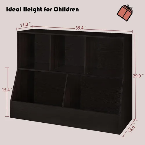 Vista 3 de DINZI LVJ Organizador de almacenamiento para juguetes, estantería para niños, gabinete de almacenamiento de juguetes de madera, estantería