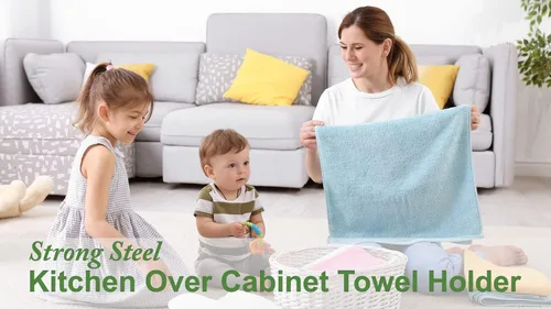 Vista 7 de Toallero de 9 pulgadas para colocar sobre el gabinete, toallero y toallero para baño y cocina, acero inoxidable, paquete de 2 (plateado)