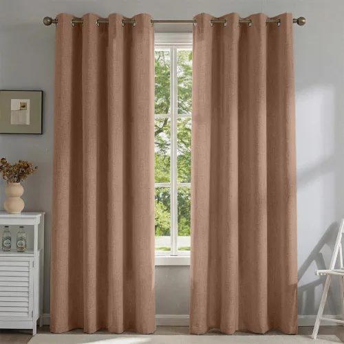 Vista 11 de Cortinas de lino libres de PFAS en negro de 63 pulgadas de largo, juego de 2 paneles, 100% cortinas opacas largas para dormitorio, sala de estar