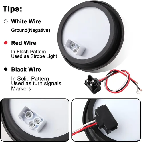 Vista 6 de Partswcgg 4 piezas de luces estroboscópicas redondas ámbar de 10,16 cm, 24 luces LED para remolque con patrones de parpadeo sólidos para lámparas
