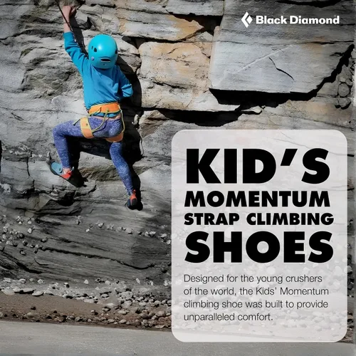 Vista 8 de BLACK DIAMOND Zapatos de escalada para niños Momentum Parte superior de punto Suela de goma duradera de 4.3mm Cierre de velcro para gimnasio
