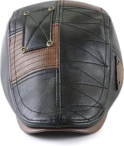 Vista 2 de Sombrero de periódico clásico para hombre, gorra plana de piel sintética, sombrero de hiedra de cabbie, sombrero de Gatsby para conducir, caza