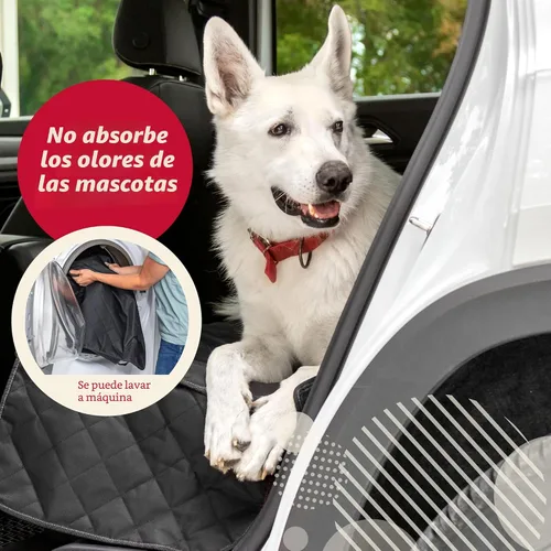 Vista 4 de Lusso Gear Funda de asiento de coche para perro, impermeable, antideslizante, protector de asiento trasero de automóvil, funda de asiento trasero