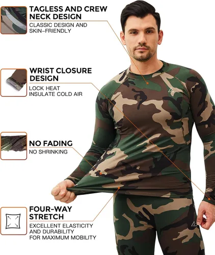 Vista 49 de Conjunto de ropa interior térmica para hombre, ropa interior larga 1#verde militar