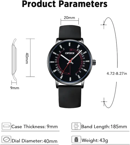 Vista 5 de CNYXCN Reloj de enfermera para estudiantes de medicina, médicos, mujeres y hombres con segunda mano, esfera negra. Reloj de silicona negra
