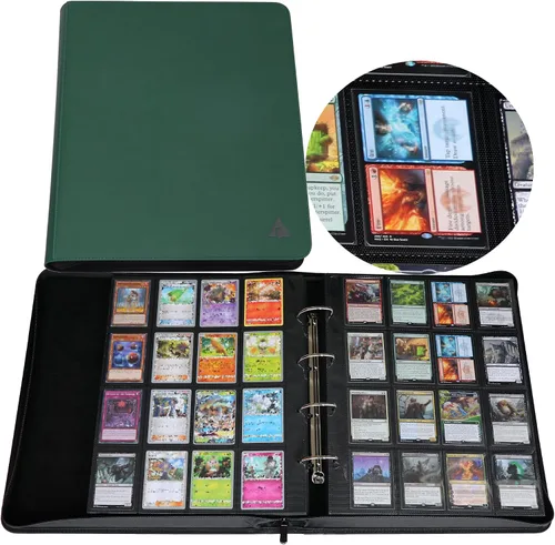 Vista 10 de Carpeta de tarjetas coleccionables 2000, carpeta de tarjetas de 16 bolsillos con anillas en D para tarjetas 2016, carpeta grande de colección