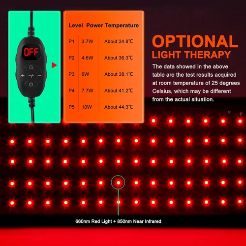 Vista 7 de USUIE Cinturón de terapia de luz roja, terapia de luz infrarroja, dispositivo de terapia de luz roja para cuerpo con temporizador para espalda