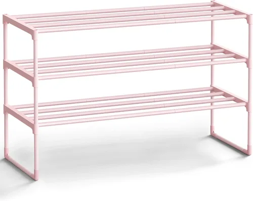 Vista 24 de SONGMICS Zapatero, Organizador de Zapatos de 2 Niveles, Estante de Almacenamiento de Metal, Vertical o Invertido, para 3-6 Pares, Apilable