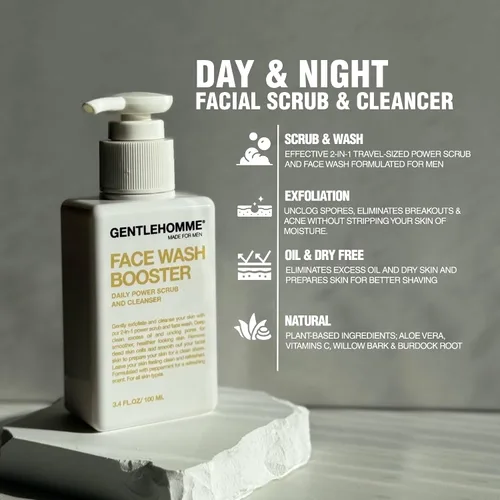 Vista 9 de Gentlehomme Kit facial – bolsa, crema facial y limpiador para hombres, esenciales para la cara para viajes, juego de cuidado de la piel de viaje