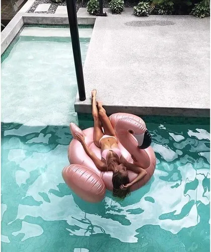 Vista 8 de Flotador inflable gigante de flamenco, flotador inflable gigante para piscina, balsa de piscina, paseo en tumbona de piscina, juguete de agua