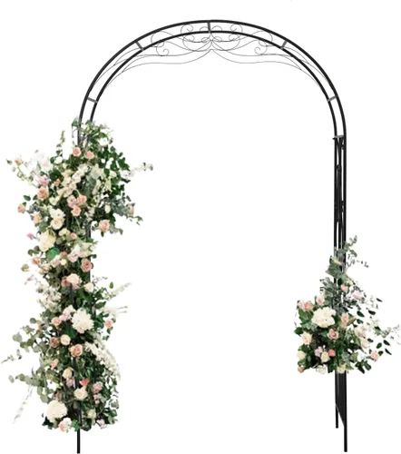 Vista 9 de Arco de metal para jardín al aire libre, 7 pies 5 pulgadas de alto x 6 pies 7 pulgadas de ancho, enrejado de arco de jardín para plantas trepadoras