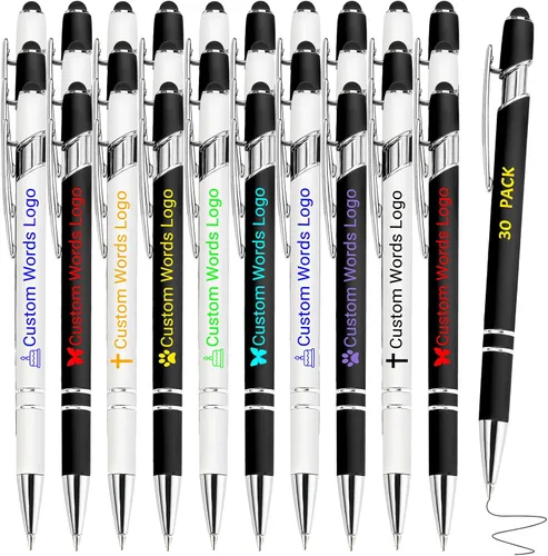 Vista 18 de Bolígrafo personalizado con nombre, bolígrafo personalizado, logotipo, tinta negra suave, regalo personalizado para mujeres, hombres, negocios