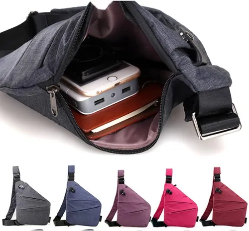 Vista 4 de Fixett Wander Plus - Bolsa de viaje antirrobo, bolsa antirrobo delgada bolsa cruzada