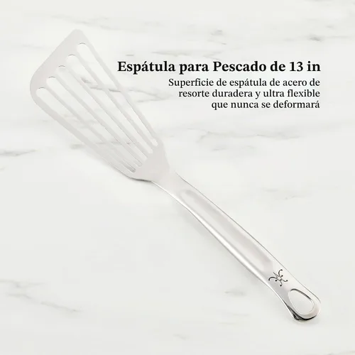 Vista 8 de Hestan Provisions - Herramientas de chef, juego esencial (5 piezas), cuchara sólida de acero inoxidable, cucharón, tenedor para pasta