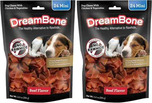 Vista 10 de DreamBone Mini Bone - Golosinas para perros sin piel cruda con proteína real, 50