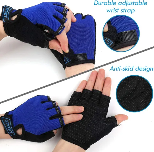Vista 3 de FREEHAWK Guantes de ciclismo para niños, antideslizantes, ultrafinos, medio dedo, ciclismo, transpirables, guantes de patinaje sobre ruedas