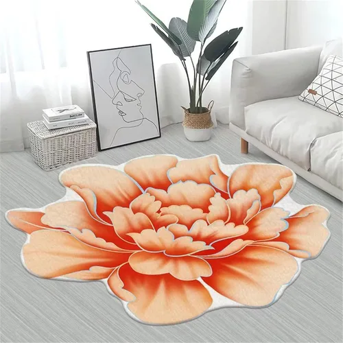 Vista 25 de Alfombra con forma de flor amarilla de 7 pies, alfombra de decoración de sala de estar, adecuada para baño, dormitorio y sala de estar, parte 5