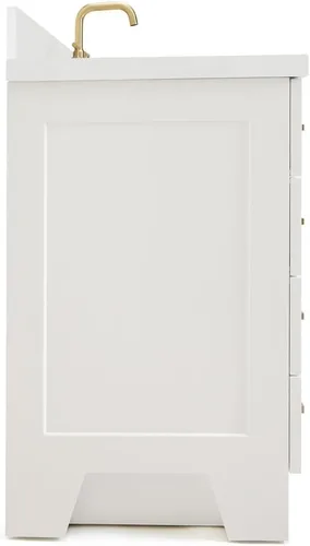 Vista 9 de ARIEL Taylor - Lavabo de baño individual de 43 pulgadas en blanco, parte superior de cuarzo con borde de 1.5 pulgadas, madera maciza, fregadero