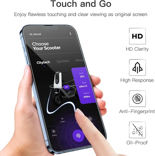 Vista 6 de JETech Protector de pantalla de cobertura completa para iPhone 13 Pro Max de 6.7 pulgadas, película de vidrio templado 9H, compatible con fundas