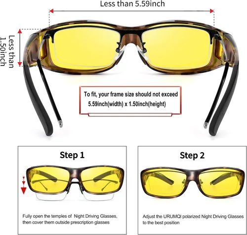 Vista 3 de URUMQI Gafas de conducción de visión nocturna para hombres y mujeres, lentes polarizados antirreflejos, lentes de alta definición amarillas
