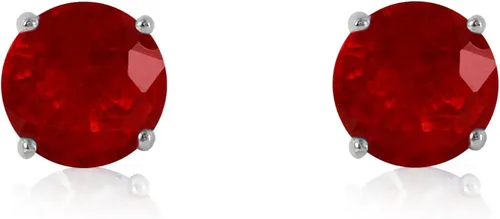 Vista 3 de Galaxy Gold GG Aretes de tuerca de rubí blanco macizo de 14 quilates, rosa, oro amarillo, 3.5 ct s (CTW) Ruby- 3487, Gema Metal, Rubí