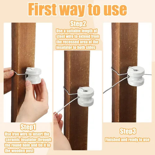 Vista 5 de SiliFine 1 unids WP36 Corner Post Cerca Cerca Aislador Eléctrico Blanco Circular Donut Porcelana Aislador para Cerca Alambre Madera Post