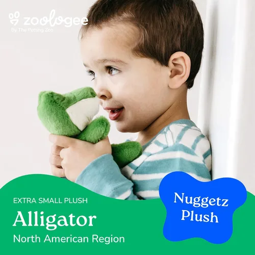 Vista 2 de The Petting Zoo Peluche de cocodrilo, regalos para niños, animales de vida silvestre Nuggetz, juguete de peluche de cocodrilo verde de 6 pulgadas