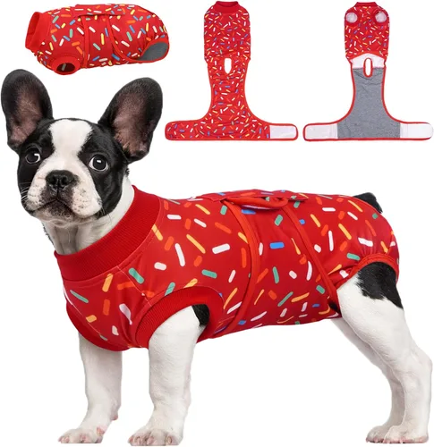 Vista 10 de Kuoser Traje de cirugía para perro, cómodo traje de recuperación para perras, mameluco protector posoperatorio, alternativa suave al cuello E