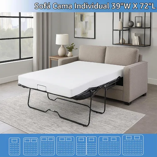 Vista 2 de Protector de colchón para sofá cama tamaño individual, 39 pulgadas de ancho x 72 pulgadas de largo x 5 pulgadas de profundidad, funda impermeable