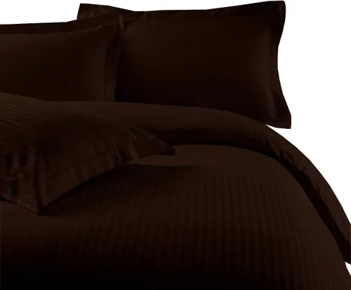 Vista 22 de sheetsnthings Juego de ropa de cama a rayas de 300 hilos, 100% algodón, 5 piezas, tamaño individual, extra largo, XL, color negro, 3 piezas y 2