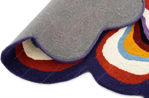Vista 6 de Beyond Rug - Alfombra de forma irregular con patrón de ilusión copetuda a mano, 100% lana, hecha a mano (color multicolor, 4 x 4 pies)