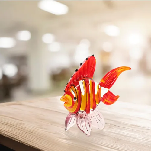 Vista 5 de ARTIBETTER 1 unid de cristal de pescado ornamento flores para cristal claro animal mar figura joyería jarrón marino para decoración de escritorio