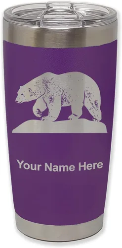 Vista 38 de LaserGram Vaso aislado al vacío de 20 onzas, oso polar, grabado personalizado incluido (negro)