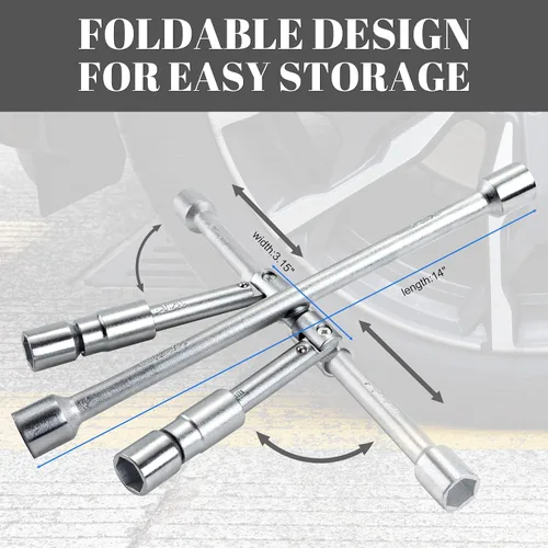 Vista 2 de Cartman - Llave universal plegable de tubo de 36 cm, de hierro, de 4 vías Compact foldable design for easy storage, sturdy steel build to remove