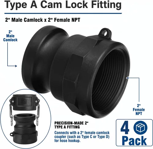 Vista 3 de Klyyo - Juego de 4 accesorios de Poly Camlock de 2 pulgadas macho x hembra