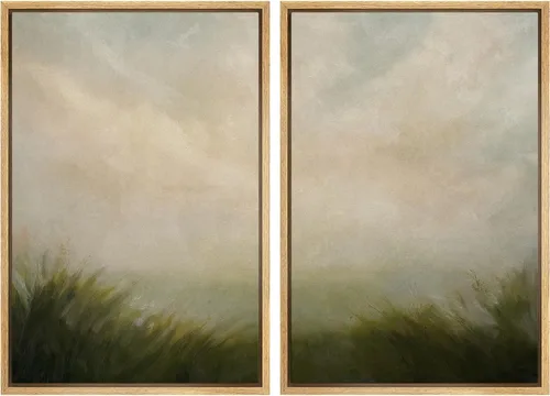 Vista 121 de IDEA4WALL Lienzo Enmarcado Impreso Arte de Pared Set Paisaje de Hojas de Palma de Selva de Mediados de Siglo Naturaleza Silvestre Ilustraciones Arte